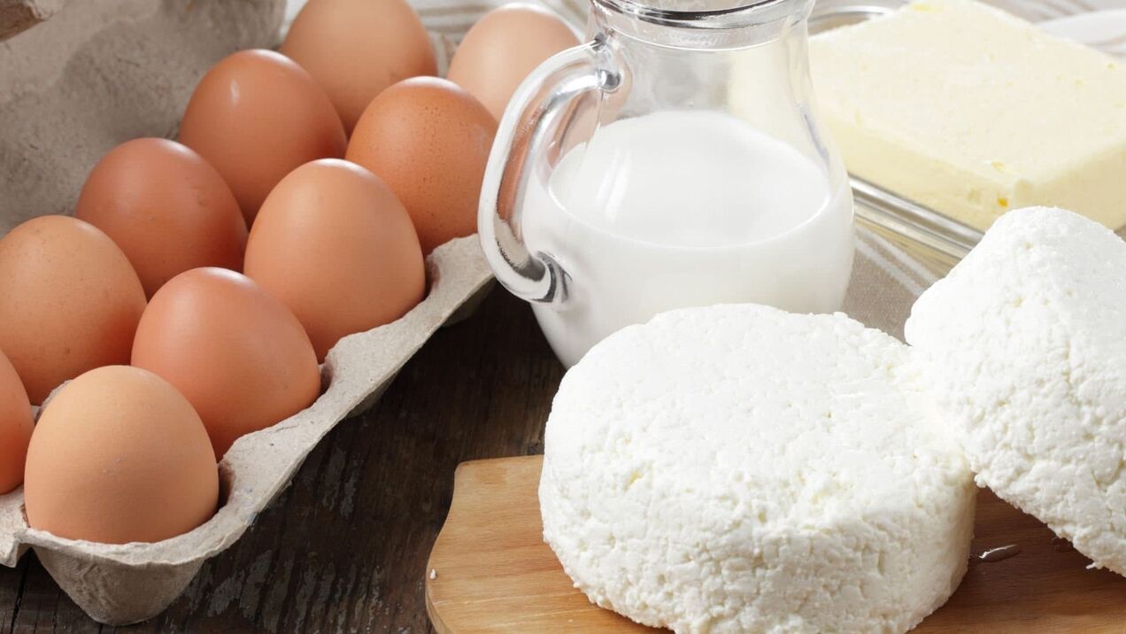 Œufs et produits laitiers pour la puissance.